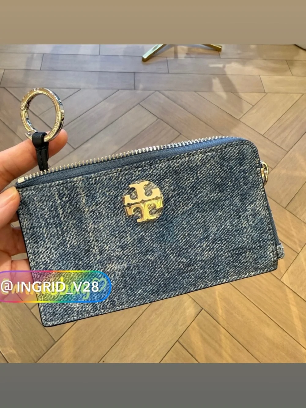 Tory Burch Denim Zip Card Case Wallet - Blue Denim